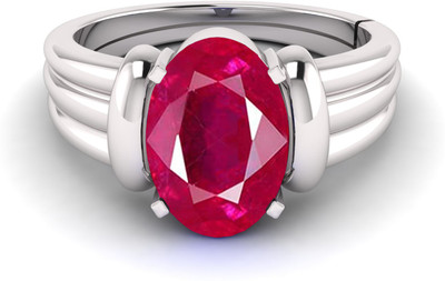 TODANI JEMS 11.25 Ratti Natural Ruby Manik Birthstone/Astrology/Rashi Ratan Adjustable Metal Ruby Silver Plated Ring
