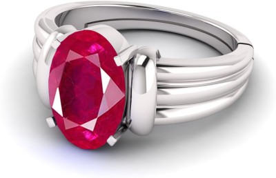 TODANI JEMS 14.25 Ratti Natural Ruby Manik Birthstone/Astrology/Rashi Ratan Adjustable Metal Ruby Silver Plated Ring