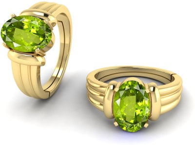 TODANI JEMS 12.25 Ratti 11.60 Carat Certified Natural Green Peridot Adjustable Anguthi Brass Peridot Ring