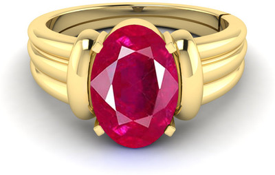 TODANI JEMS 11.25 Ratti Natural Ruby Manik Birthstone/Astrology/Rashi Ratan Adjustable Brass Ruby Ring