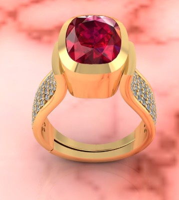 Sidharth Gems 92.5 Sterling Silver Gold Plated Ring Ruby (Manik) 9.00 carats Natural Ruby Sterling Silver Ruby Sterling Silver Plated Ring