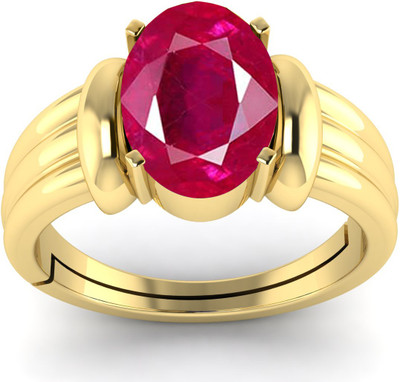TODANI JEMS 7.25 Ratti Natural Ruby Manik Birthstone/Astrology/Rashi Ratan Adjustable Brass Ruby Ring