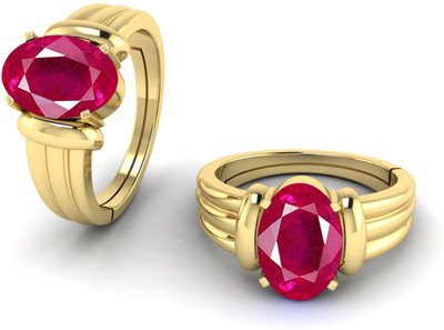 TODANI JEMS 12.25 Ratti Ruby Manik Birthstone/Astrology/Rashi Ratan Adjustable Brass Ruby Ring