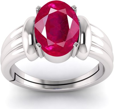 TODANI JEMS 7.25 Ratti Natural Ruby Manik Birthstone/Astrology/Rashi Ratan Adjustable Metal Sapphire Silver Plated Ring