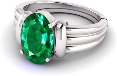 TODANI JEMS 14.25 Ratti 13.60 Carat Natural Panna Emerald Adjustable Ring Lab Certificate Metal Emerald Silver Plated Ring