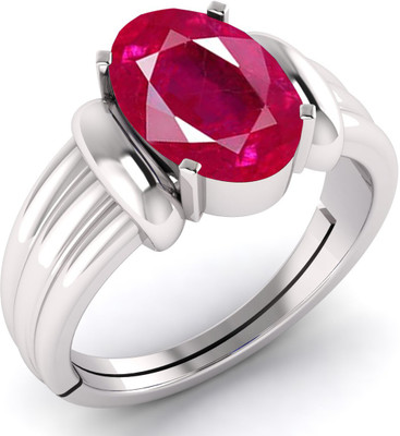 TODANI JEMS 9.25 Ratti Natural Ruby Manik Birthstone/Astrology/Rashi Ratan Adjustable Metal Ruby Silver Plated Ring