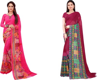 Saadhvi Floral Print Daily Wear Georgette Saree(Pack of 2, Multicolor)