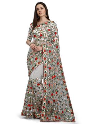 jesani creation Embroidered Patola Net Saree