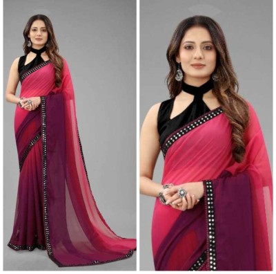 Ozon Designer Fab Embellished Bollywood Georgette, Chiffon Saree(Multicolor)