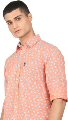 U.S. POLO ASSN. Men Printed Casual Orange Shirt