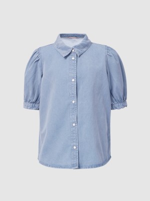 Kids Only Boys Solid Casual Blue Shirt