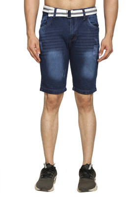 NIRALI Solid Men Denim Dark Blue Denim Shorts