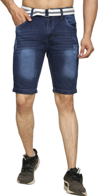 NIRALI Solid Men Denim Dark Blue Denim Shorts