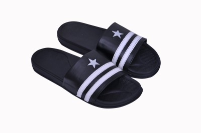 EUGENIE CLUB Men Slides(Black, White , 6)