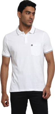 TURTLE Solid Men Polo Neck White T-Shirt