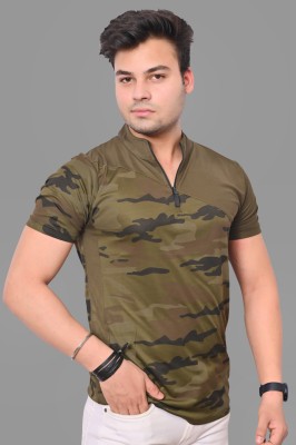 OMEE GOLD Military Camouflage Men Polo Neck Multicolor T-Shirt