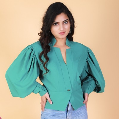 RANJ Casual Solid Women Green Top