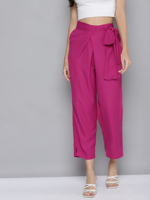 SASSAFRAS Regular Fit Women Pink Trousers