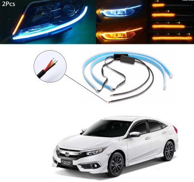 Motopex Stick-on Headlamp Flow LED Sequential Daytime Running Lights for Honda Civic Car Fancy Lights(Yellow, White)