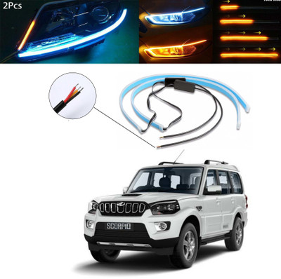 Gadiparts ™ Car Audi Light Flexible Strip DRL White And Yellow LED For Thar Headlight Car LED for Mahindra (12 V, 55 W)(Thar, Pack of 1)