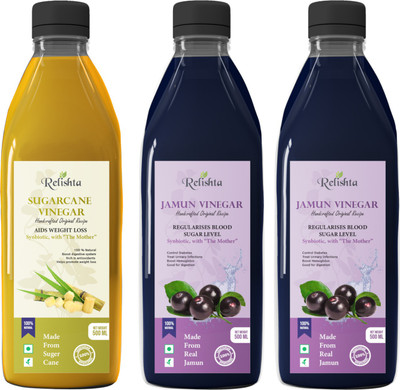 Relishta Sugarcane & Jamun Vinegar with Mother Vinegar (Pack of 3) Vinegar(3 x 500 ml)