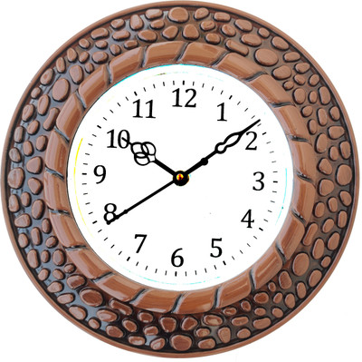 GrabBasket Analog 27 cm X 27 cm Wall Clock(Brown, With Glass, Standard)