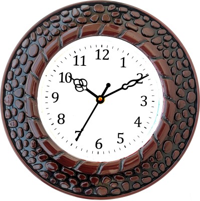 GrabBasket Analog 27 cm X 27 cm Wall Clock(Black, Brown, With Glass, Standard)