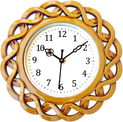 UniqueCrafts Analog 26 cm X 26 cm Wall Clock(Yellow, With Glass, Standard)