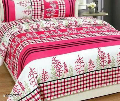 PVCREATIONS 180 TC Cotton Double Abstract Flat Bedsheet(Pack of 1, Multicolor)