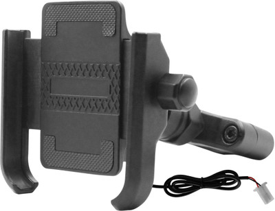 ASRYD Motorcycle,Bike,Cycle Handle Mobile Holder Fitting With Charger Aluminum Bike Mobile Holder(Black)