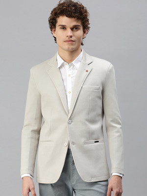 SHOWOFFFF Self Design Single Breasted Casual Men Blazer(Grey)