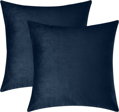Sugarchic Plain Cushions Cover(Pack of 2, 40 cm*40 cm, Blue, Black)