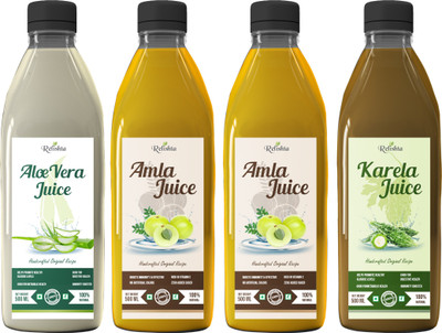 Relishta Aloe Vera Amla and Karela Juice - (4x500ML)Purifies Blood and Boosts Immunity(4 x 500 ml)