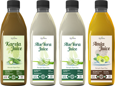 Relishta Karela Aloe Vera and Amla Juice - (4x500ML) Purifies Blood and Boosts Immunity(4 x 500 ml)