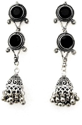 Yash Jewels Emporium YJE Silver Plated Stone Jhumki Earrings Brass Jhumki Earring