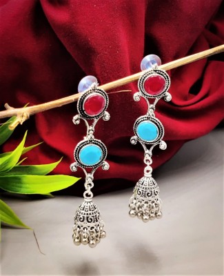 Yash Jewels Emporium YJE Silver Plated Stone Jhumki Earrings Brass Jhumki Earring