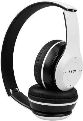 ANY KART P47 Foldable/Sports/Office/ Gaming Wireless Headphone with Mic FM&SD Card Slot Bluetooth Headset(White, On the Ear)
