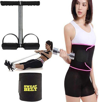 Best-Quality-Hub Tummy Trimmer Single Spring and Sweat Slim Belt Combo Pack Abdominal Exerciser Fitness Accessory Kit Kit
