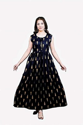 MOHINI CREATION Women Printed Anarkali Kurta(Black)