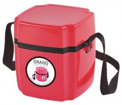 UpTuber Red Virgin Plastic 2 Containers Lunch Box(600 ml)