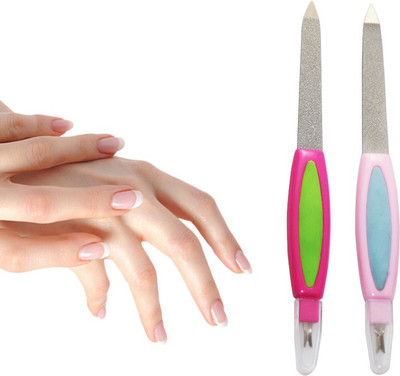 PSRO 2 IN 1 Sharp Nail File/ Filer & Shaper With Cuticle Cutter(Set of 2)