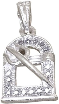 Sahiba Gems Designer Trishul Locket Charm Pendant Rhodium Swarovski Crystal Sterling Silver Locket