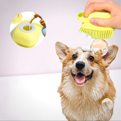 PETCART Dog Bath Brush Body Scrubber Shampoo Dispenser Soft Silicone Groomers for pet Slicker Brushes for  Donkey, Monkey, Rabbit, Dog & Cat, Horse, Dog, Cow, Cat, Dog & Cat
