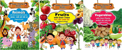 Super Champ's Series : Set Of 3 Fruits Vegetables, Animals Books For Kids (English & Hindi)(Mayur Publication, Mayur Publication)