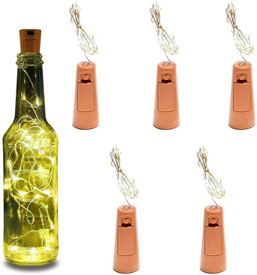 MukhLaL 20 LEDs 78.74 inch Yellow Steady String Rice Lights(Pack of 5)