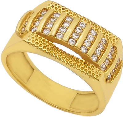 Pandadi Jewell Trendy Brass Diamond Gold Plated stylish Men & Boy'S Ring Brass Cubic Zirconia, Diamond Gold Plated Ring