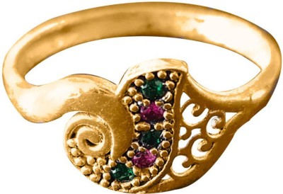 jr fashion Panchaloha (Impon) Letter Design Bronze Ruby Ring