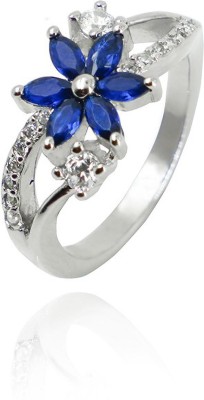 Bhayal Blue Sterling Silver Zircon Rhodium Plated Ring