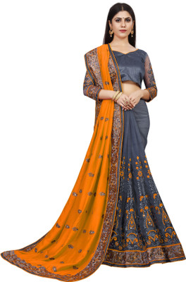 ZENBLAZE Self Design Bollywood Net, Art Silk Saree(Yellow)