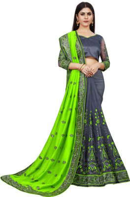 MURTHIRUPI Embroidered Bollywood Lycra Blend Saree(Light Green)